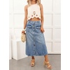 image:imageButton Front Cargo Denim Skirt Women Retro A Line Midi Long Jean Skirt with Utility PocketsLight Blue