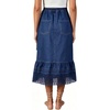 image:imageWomen Eyelet Lace Patchwork Jean Skirt Side Drawstring Denim Midi SkirtDark Blue