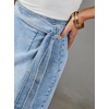 image:imageWomen Summer Long Denim Skirt Wrap High Wisted Side Slit Pencil Maxi Jean Skirt with BeltLight Blue