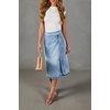 image:imageWomen Summer Long Denim Skirt Wrap High Wisted Side Slit Pencil Maxi Jean Skirt with BeltLight Blue