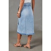 image:imageWomen Summer Long Denim Skirt Wrap High Wisted Side Slit Pencil Maxi Jean Skirt with BeltLight Blue