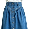 image:imageWomens High Waisted Denim Midi Skirt Button Front ALine Flared Jean SkirtBlue