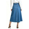 image:imageWomens High Waisted Denim Midi Skirt Button Front ALine Flared Jean SkirtBlue