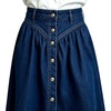image:imageWomens High Waisted Denim Midi Skirt Button Front ALine Flared Jean SkirtDark Blue