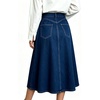 image:imageWomens High Waisted Denim Midi Skirt Button Front ALine Flared Jean SkirtDark Blue