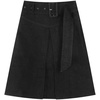 image:imageWomens Summer High Waisted Belted Denim Skirt Casual Knee Length ALine Midi Jean Skirt with PocketsBlack