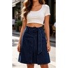 image:imageWomens Summer High Waisted Belted Denim Skirt Casual Knee Length ALine Midi Jean Skirt with PocketsDark Blue