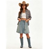 image:imageWomens Summer High Waisted Belted Denim Skirt Casual Knee Length ALine Midi Jean Skirt with PocketsRetro Blue