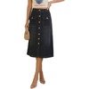 image:imageButton Front Cargo Denim Skirt Women Retro A Line Midi Long Jean Skirt with Utility PocketsBlack