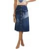 image:imageButton Front Cargo Denim Skirt Women Retro A Line Midi Long Jean Skirt with Utility PocketsDark Blue