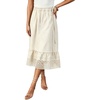 image:imageWomen Eyelet Lace Patchwork Jean Skirt Side Drawstring Denim Midi SkirtBeige