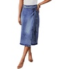 image:imageWomen Summer Long Denim Skirt Wrap High Wisted Side Slit Pencil Maxi Jean Skirt with BeltBlue