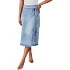 image:imageWomen Summer Long Denim Skirt Wrap High Wisted Side Slit Pencil Maxi Jean Skirt with BeltLight Blue