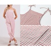image:imageWomen Oversized Summer Casual Stripes Cargo Jumpsuit Wide Leg Bib Overall Striped Linen Pants Dungarees PocketRed Stripe