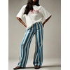 image:imageCHARTOU Women Loose Striped Jeans High Waisted Wide Leg Denim Pants with PocketsBlue