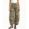 image:imageCHARTOU Women Y2k Barrel Jeans Loose High Rise Crop Wide Leg Seam Front Denim PantsCamo