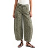 image:imageCHARTOU Women Y2k Barrel Jeans Loose High Rise Crop Wide Leg Seam Front Denim PantsGreen Leopard