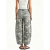 image:imageCHARTOU Women Y2k Barrel Jeans Loose High Rise Crop Wide Leg Seam Front Denim PantsGrey Camo