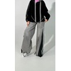 image:imageWomen Side Stripes Patchwork Wide Leg Denim Pants Vintage Back Smocked Waist Raw Boyfriend Baggy JeansGrey