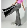 image:imageWomen Side Stripes Patchwork Wide Leg Denim Pants Vintage Back Smocked Waist Raw Boyfriend Baggy JeansGrey