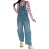 image:imageY2k Barrel Jeans Overalls Womens Boyfriend Denim Jumpsuit Cargo Patchwork Baggy Jeans Cropped PantsBlue