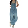 image:imageY2k Barrel Jeans Overalls Womens Boyfriend Denim Jumpsuit Cargo Patchwork Baggy Jeans Cropped PantsBlue