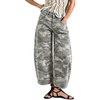 image:imageCHARTOU Women Y2k Barrel Jeans Loose High Rise Crop Wide Leg Seam Front Denim PantsGrey Camo