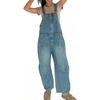 image:imageY2k Barrel Jeans Overalls Womens Boyfriend Denim Jumpsuit Cargo Patchwork Baggy Jeans Cropped PantsBlue