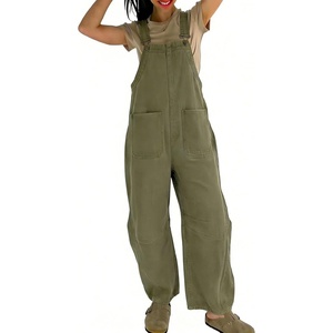 image:imageY2k Barrel Jeans Overalls Womens Boyfriend Denim Jumpsuit Cargo Patchwork Baggy Jeans Cropped PantsArmy Green