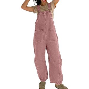 image:imageY2k Barrel Jeans Overalls Womens Boyfriend Denim Jumpsuit Cargo Patchwork Baggy Jeans Cropped PantsRed
