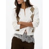 image:imageCHARTOU Women Argyle Sweater Cardigan Fall Crewneck Button Down Long Sleeve Knit TopBeige
