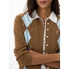 image:imageCHARTOU Women Argyle Sweater Cardigan Fall Crewneck Button Down Long Sleeve Knit TopBrown