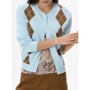 image:imageCHARTOU Women Argyle Sweater Cardigan Fall Crewneck Button Down Long Sleeve Knit TopLight Blue