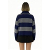 image:imageCHARTOU Women Color Block Striped Polo Half Button Knit Sweater Cropped Pullover JumperGrey
