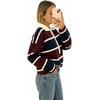 image:imageCHARTOU Women Color Block Striped Polo Half Button Knit Sweater Cropped Pullover JumperNavy