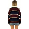 image:imageCHARTOU Women Color Block Striped Polo Half Button Knit Sweater Cropped Pullover JumperNavy