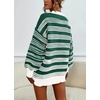 image:imageCHARTOU Women Contrast Striped Pullover Sweater 2025 Fall Outfits Oversized Knit Jumper TopsSolid Green