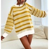 image:imageCHARTOU Women Contrast Striped Pullover Sweater 2025 Fall Outfits Oversized Knit Jumper TopsSolid Yellow