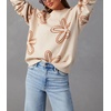 image:imageCHARTOU Women Cute Knitted Sweater Long Sleeve Crewneck Knit Sweater Pullover Floral Knitwear Jersey Jumper TopApricot B