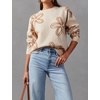image:imageCHARTOU Women Cute Knitted Sweater Long Sleeve Crewneck Knit Sweater Pullover Floral Knitwear Jersey Jumper TopApricot B