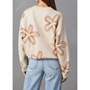 image:imageCHARTOU Women Cute Knitted Sweater Long Sleeve Crewneck Knit Sweater Pullover Floral Knitwear Jersey Jumper TopApricot B