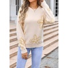 image:imageCHARTOU Women Cute Knitted Sweater Long Sleeve Crewneck Knit Sweater Pullover Floral Knitwear Jersey Jumper TopApricot Y