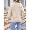 image:imageCHARTOU Women Cute Knitted Sweater Long Sleeve Crewneck Knit Sweater Pullover Floral Knitwear Jersey Jumper TopApricot Y