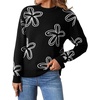 image:imageCHARTOU Women Cute Knitted Sweater Long Sleeve Crewneck Knit Sweater Pullover Floral Knitwear Jersey Jumper TopBlack
