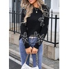 image:imageCHARTOU Women Cute Knitted Sweater Long Sleeve Crewneck Knit Sweater Pullover Floral Knitwear Jersey Jumper TopBlack