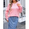 image:imageCHARTOU Women Cute Knitted Sweater Long Sleeve Crewneck Knit Sweater Pullover Floral Knitwear Jersey Jumper TopPink