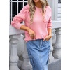 image:imageCHARTOU Women Cute Knitted Sweater Long Sleeve Crewneck Knit Sweater Pullover Floral Knitwear Jersey Jumper TopPink