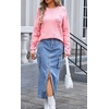 image:imageCHARTOU Women Cute Knitted Sweater Long Sleeve Crewneck Knit Sweater Pullover Floral Knitwear Jersey Jumper TopPink