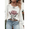 image:imageCHARTOU Women Floral Boho Sweater Pullover Oversized Long Sleeve KnitwearWhite
