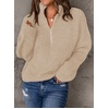 image:imageCHARTOU Women Loose Quarter Zip Pullover Sweater Half Zip Rib Knit Turtleneck Sweater Jumper TopApricot